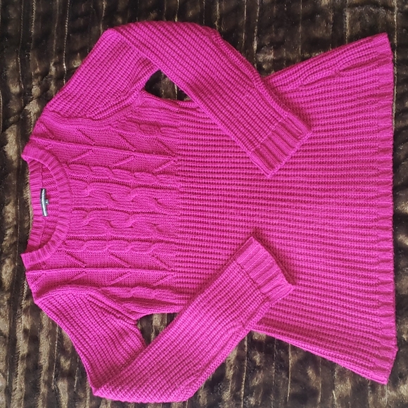Western Connection Cable Knit Pullover Sweater Fuscia Large - Picture 3 of 11